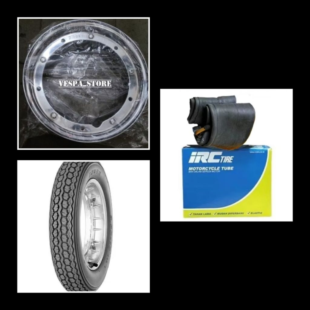 Paketan velg chrome ban dalam ban luar vespa ring 10