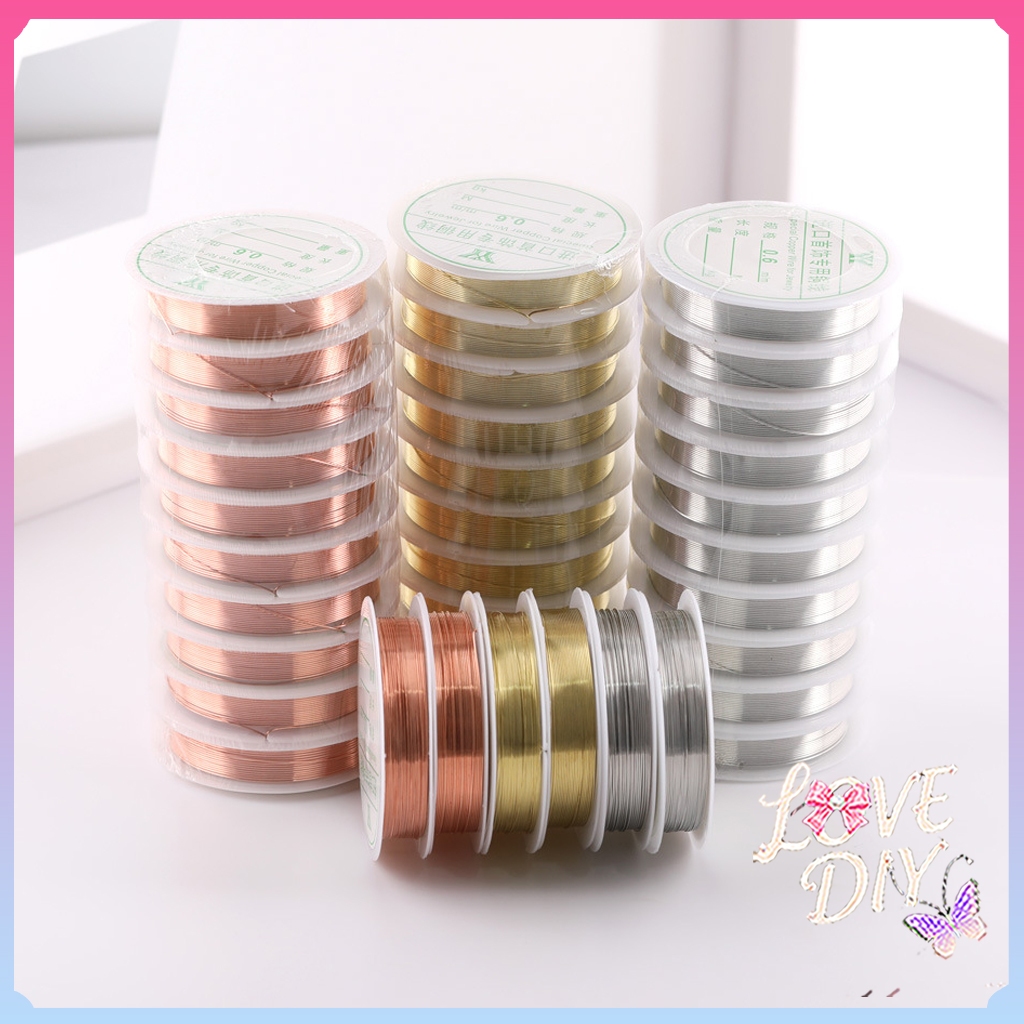 1 gulung kawat tembaga perak / ukuran 0,3-1,0 mm / cocok untuk kerajinan perhiasan gelang manik-mani