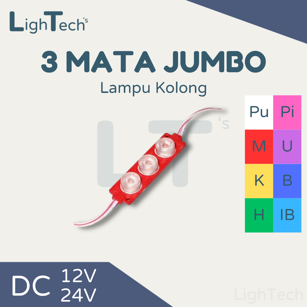 Lampu LED 3 Mata Jumbo 12V / 24V Lampu Kolong Mobil / Sepeda Motor / Becak