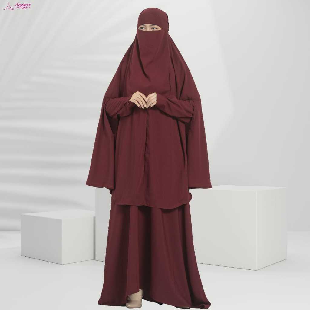 Gamis Syari Polos Anisa Syari Gamis Set Jilbab Plus Cadar Wolfis Busui