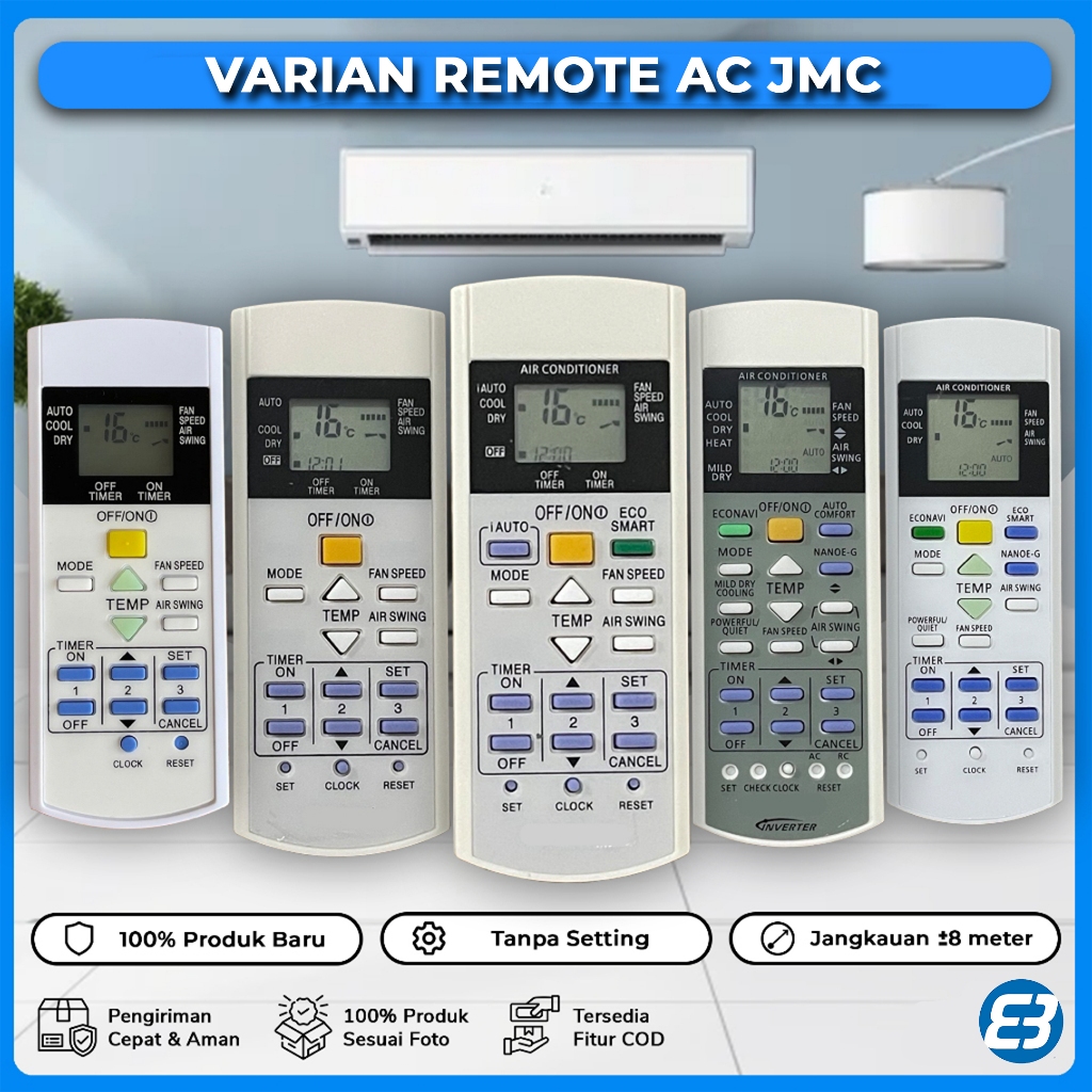 Varian Remote AC JMC Pengganti Remot AC PANASONIC 4461 4185 A75C3865 3623-1 A75C3623 4161 A75C3269 A