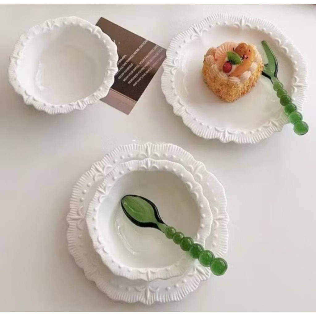 Piring & Mangkok Keramik Aesthetic Polos Cute Korea For Gift/Self Reward