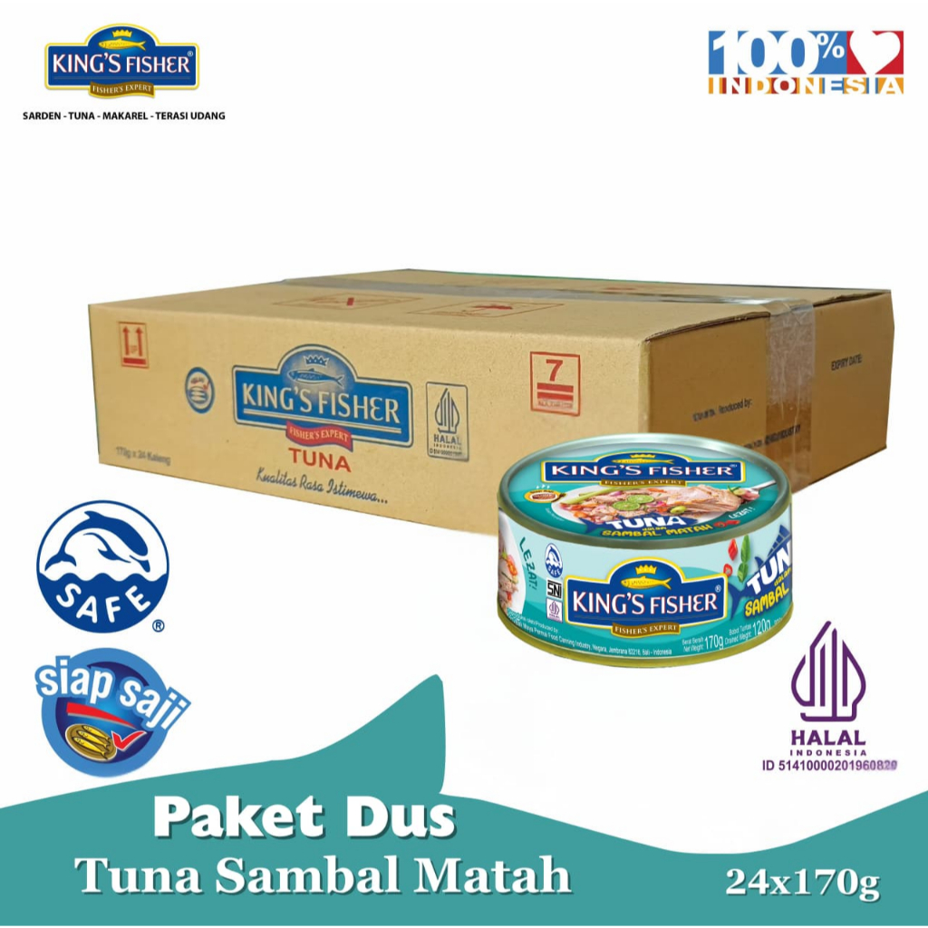 

King's Fisher Paket 24 pcs Tuna Sambal Matah Daging Tuna Makanan Kaleng 170 g