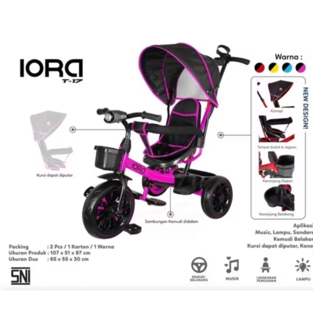 Sepeda anak roda tiga PMB IORA T11/T23/T17