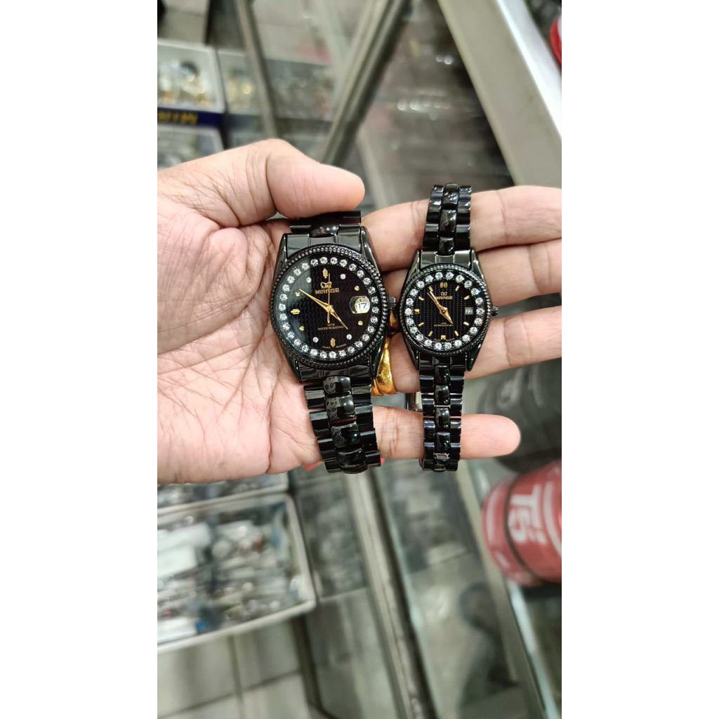 JAM TANGAN PRIA WANITA MIRAGE ORIGINAL PERMATA HITAM