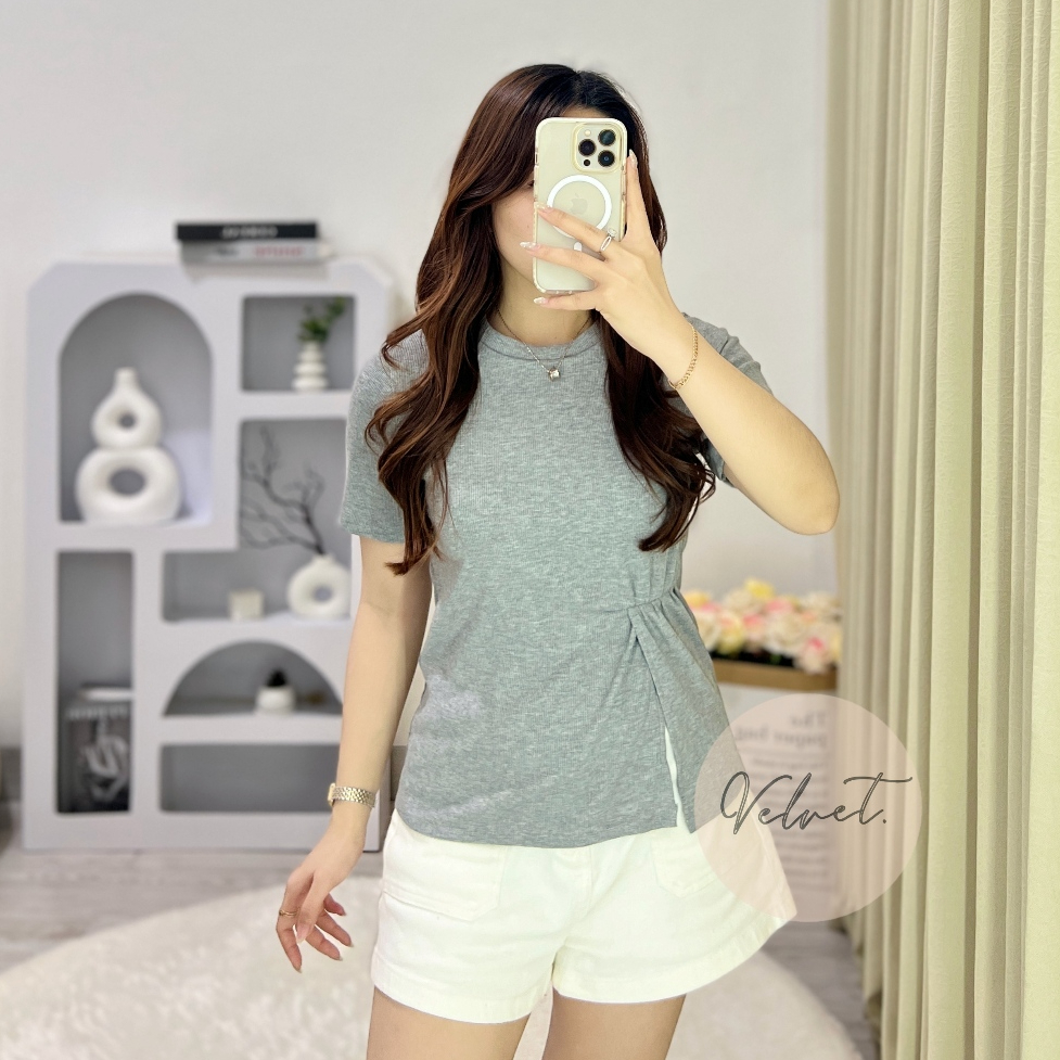 Atasan Knit Wanita Korean Top Wanita Lengan Pendek / Atasan Knit Lengan Pendek Wanita Polos 6222