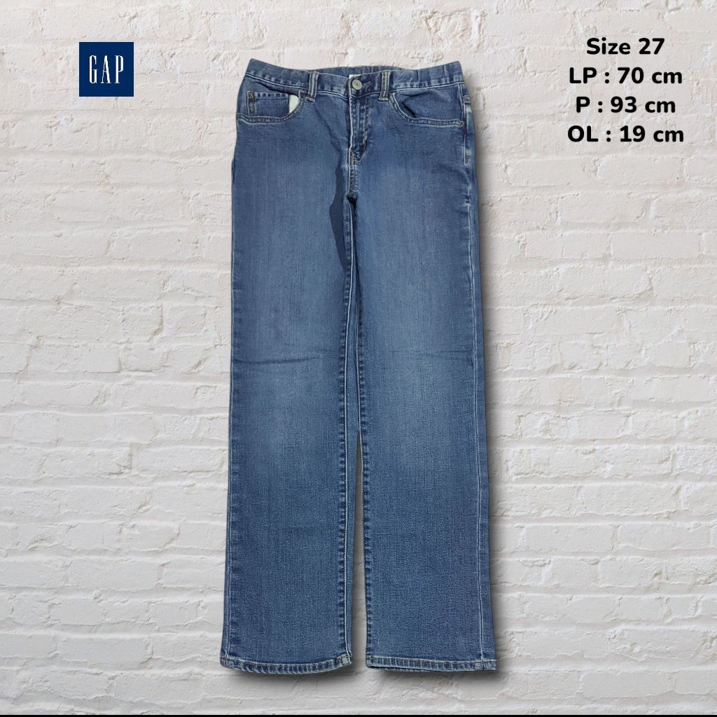 Size 27 Celana Panjang Longpants Jeans Gap Kids Blue Washed Straight fit Original Second Preloved #C