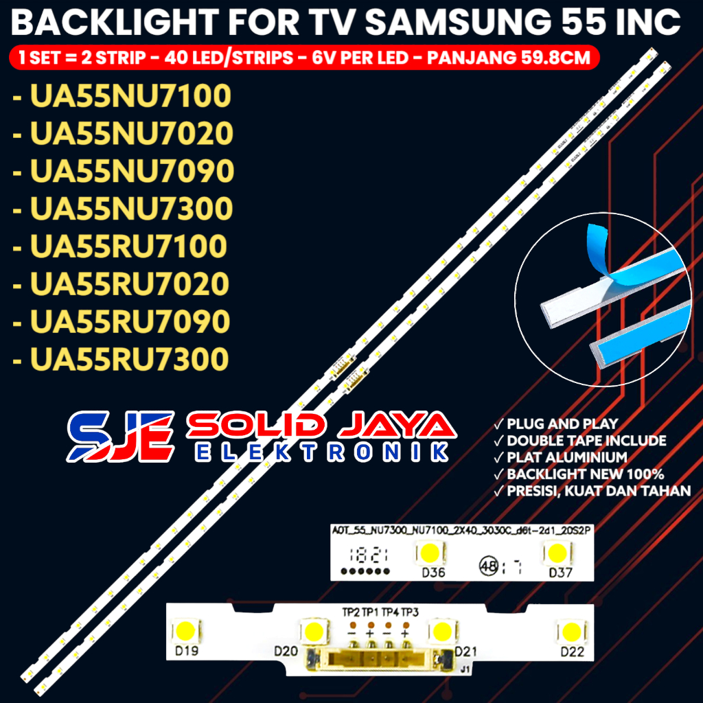 BACKLIGHT TV LED SAMSUNG 55 INC UA 55NU7100 55NU7090 55NU7020 55NU7300 55RU7100 55RU7090 55RU7020 55
