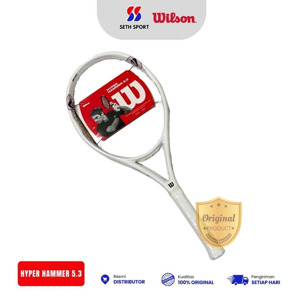 Raket Tennis Wilson Hyper Hammer 5.3 Original - White/Pink