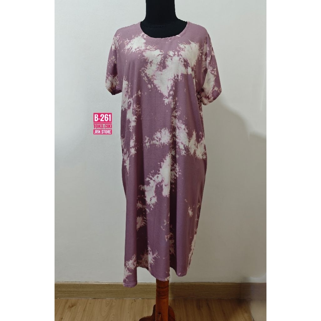 PRELOVED BAJU TERUSAN DASTER PANJANG BATIK UNGU PURPLE LILAC CEWE PEREMPUAN WANITA (B-261)