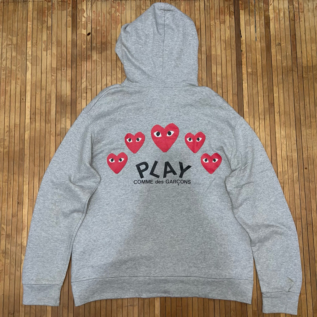 COMME DES GARCONS X PLAY CDG GREY HOODIE JACKET