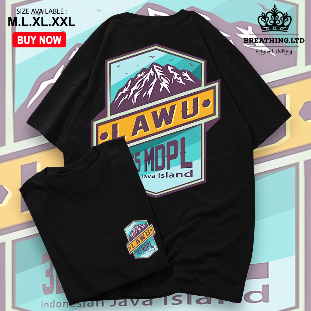Kaos Pendaki Gunung - GUNUNG LAWU - Kaos Outdoor - Kaos Adventure - T-shirt Premium - Breathingltd