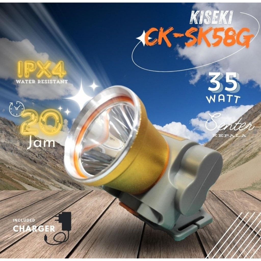 Kiseki Senter Kepala CK-Sk 58 G P 35W charger Headlight