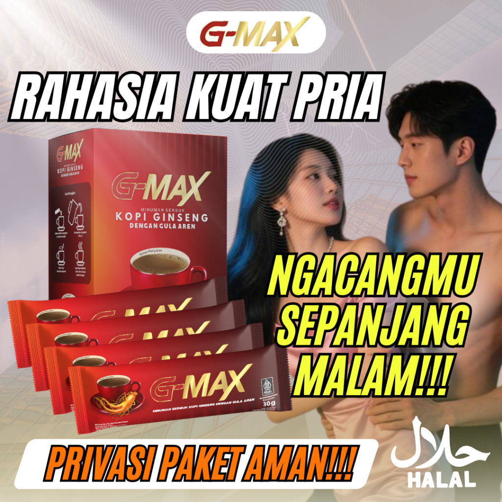 KOPI STAMINA PRIA KUAT TAHAN LAMA GMAX 1 BOX ISI 10 SASET EXTRA GINGSENG ALAMI