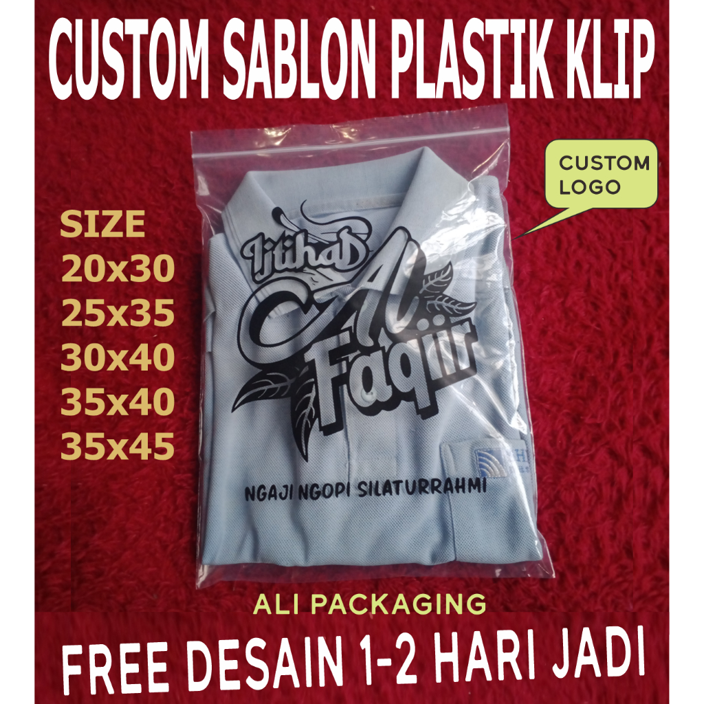 Sablon Plastik Klip Tebal Murah Custom Sablon Plastik Baju Free Desain  Sablon Plastik olshop