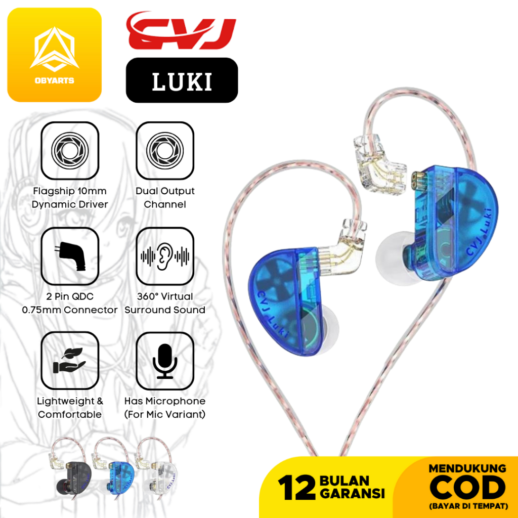 CVJ Luki with Mic 10mm Dynamic Driver In Ear Monitor Earphone IEM Basshead