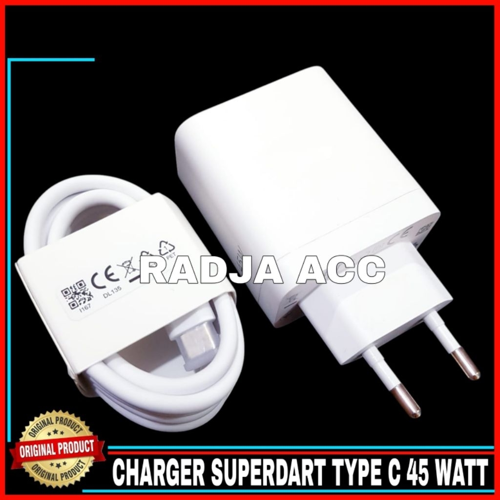 CHARGER CASAN REALME SUPERDART TYPE C ORIGINAL SUPERVOOC TYPE C 45 WATT
