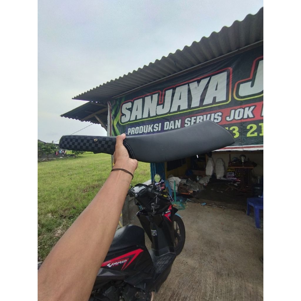 Jok beat Fi road race - Jok road race Beat kulit mbtech kombinasi catur