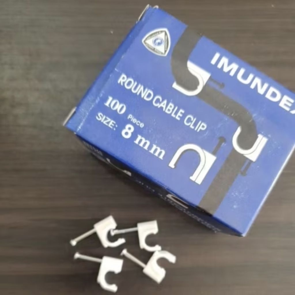 KLEM KABEL 8MM/ ROUND CABLE CLIP 8mm /Klem kabel Putih