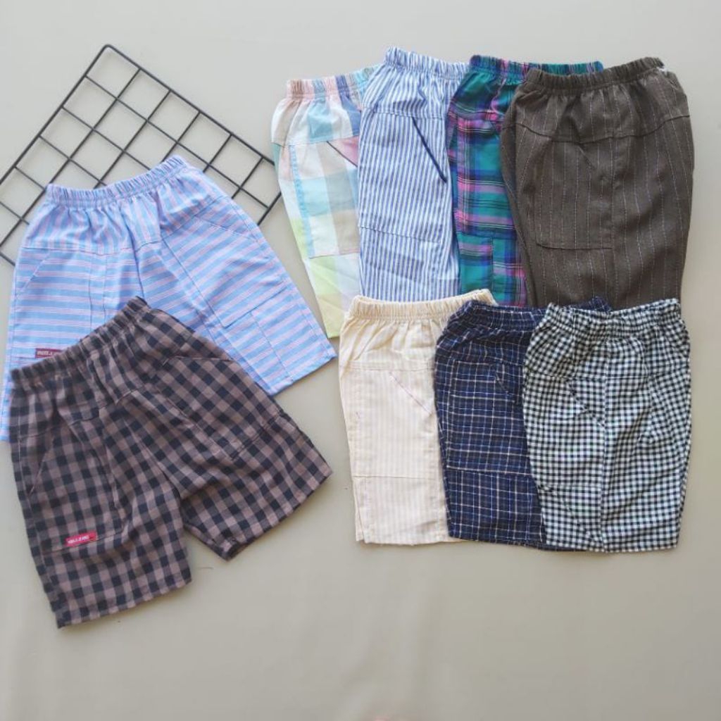 Bundling 10Pcs Celana Pendek Anak Kolor Harian Anak Laki Laki Perempuan Motif Kotak Salur Kolor Sant
