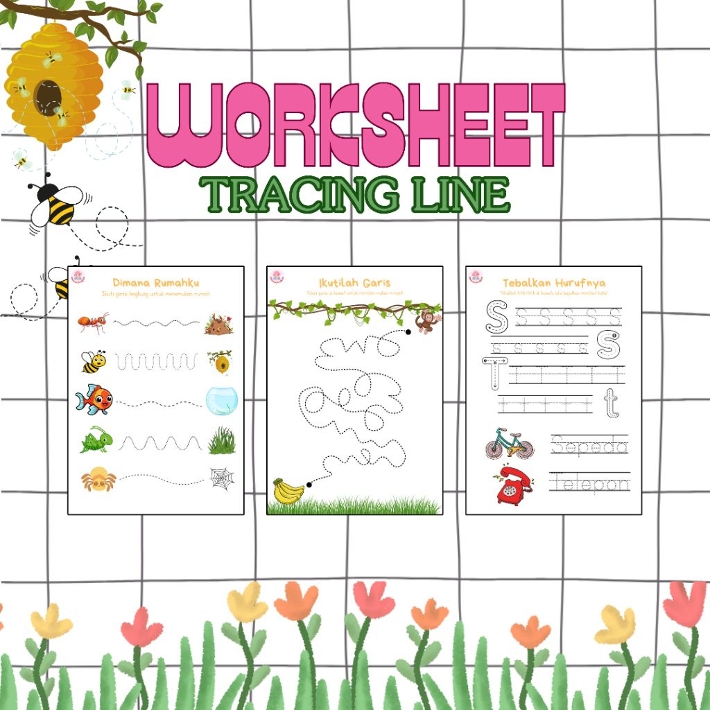 WORKSHEET ANAK TEMA TRACING LINE