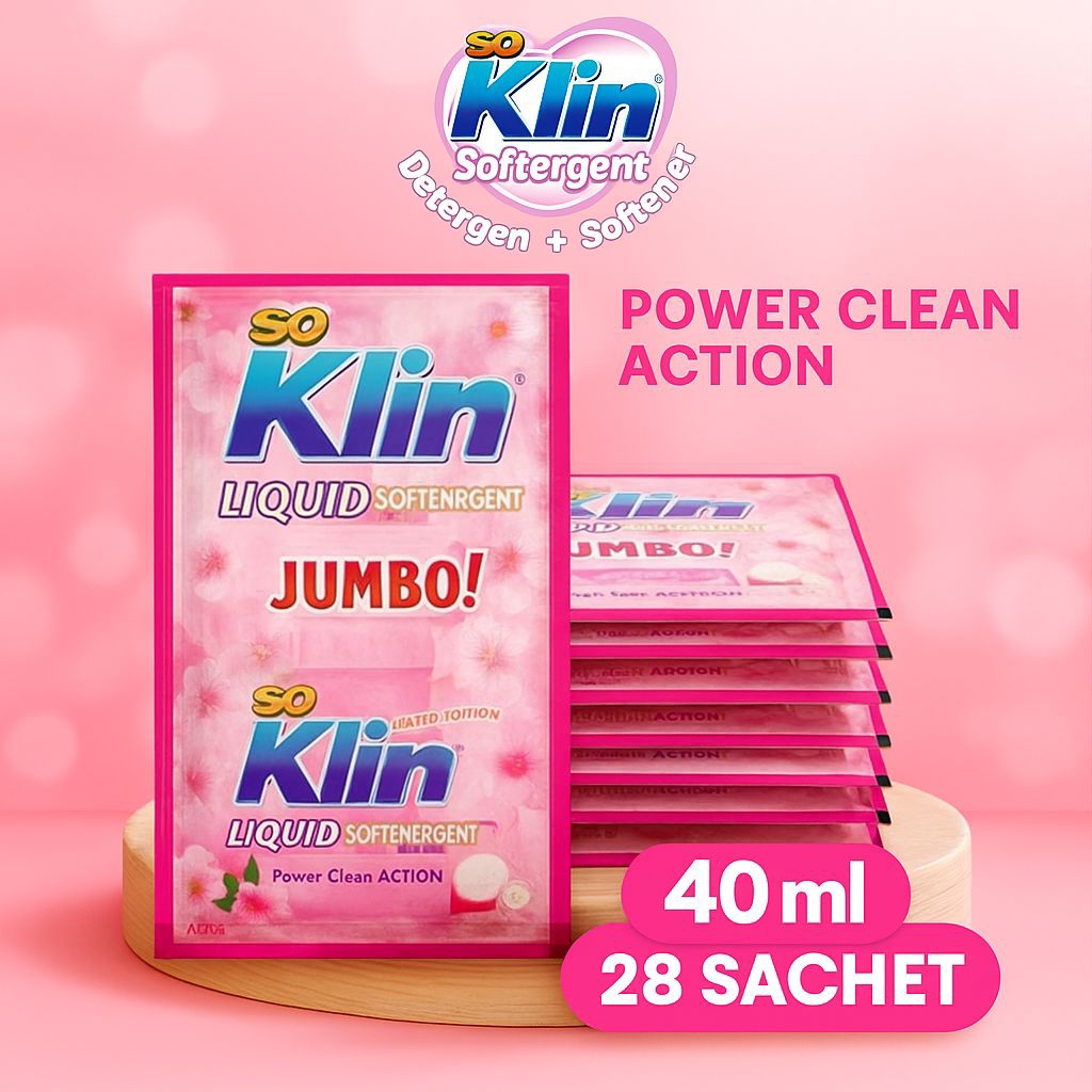 SoKlin liquid jumbo soklin cair sachet kemasan 1000 renceng(12+2 Sachet)