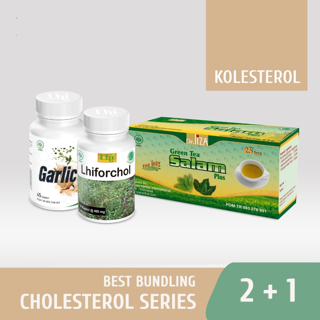 

Paket Herbal untuk Kolesterol Liza Herbal - Lengkap Lhiforchol kapsul + Garlic kapsul + Teh Salam
