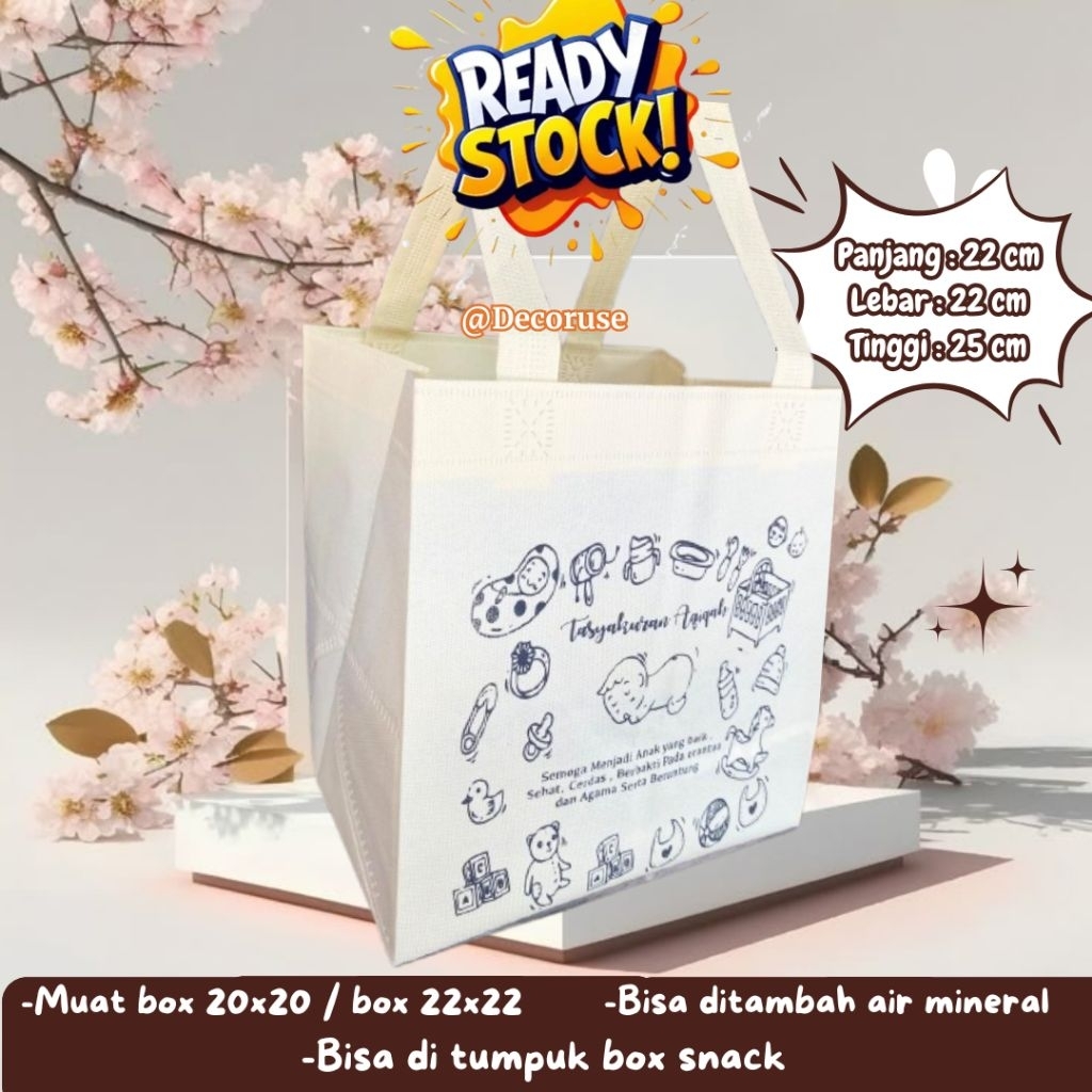Tas Aqiqah Ready Stok Tas sablon Tas Pres Goodiebag jumbo spundbond