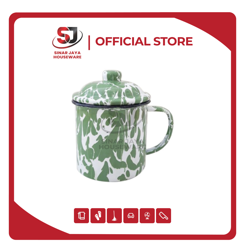 MUG 10 LURIK TB / mug seng / gelas+tutup jadul / gelas jadul ukuran 10