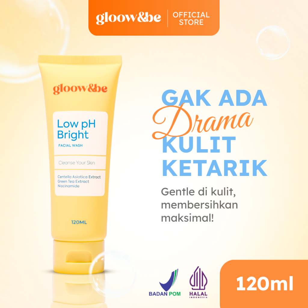 [GENTLE LOW PH!] Gloow&be Low PH Bright Facial Wash | Facial Wash | Sabun Cuci Muka | Cleanser Wajah | Skincare Basic| pH Balance| | Untuk Kulit Berminyak / Kombinasi |Gentle Clean