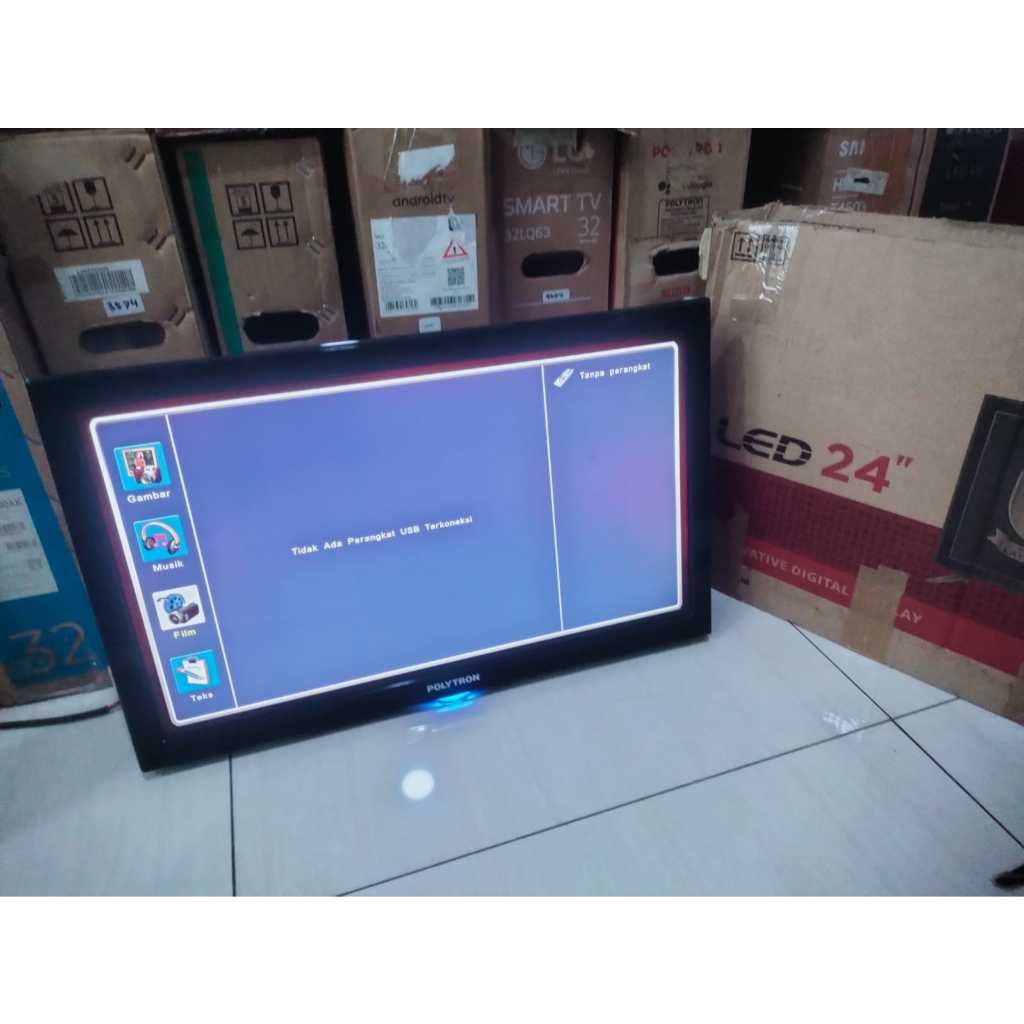 TV LED POLYTRON 24 Inch Analog TV HD USB HDMI Kondisi bekas mash segel