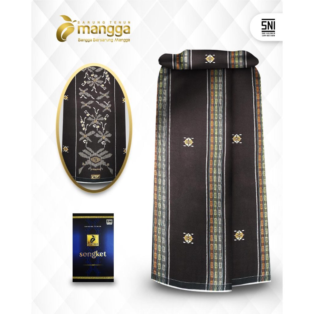 Sarung Mangga Songket Cokelat Dobby Kuning Biru SKT67
