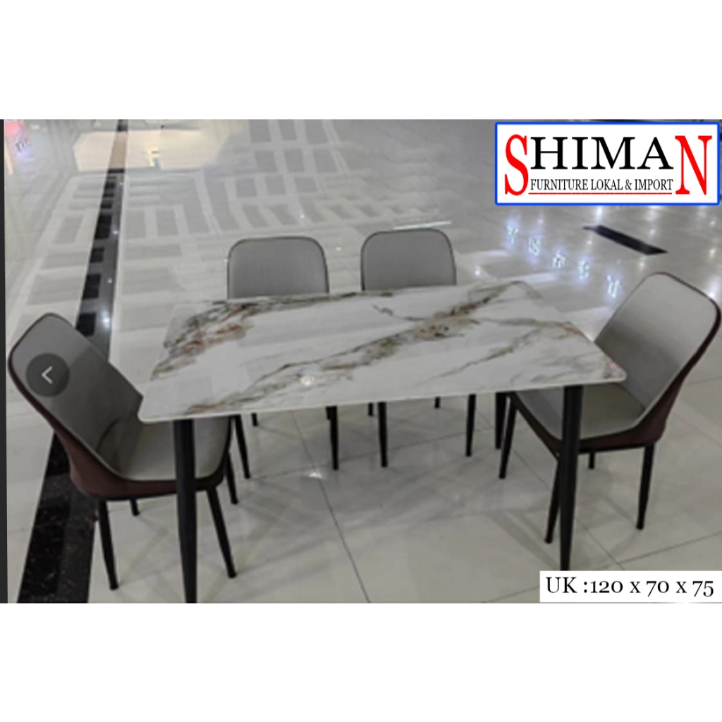 Meja Makan Marmer 1 SET IMPORTA / OKELO | Meja Makan Minimalis