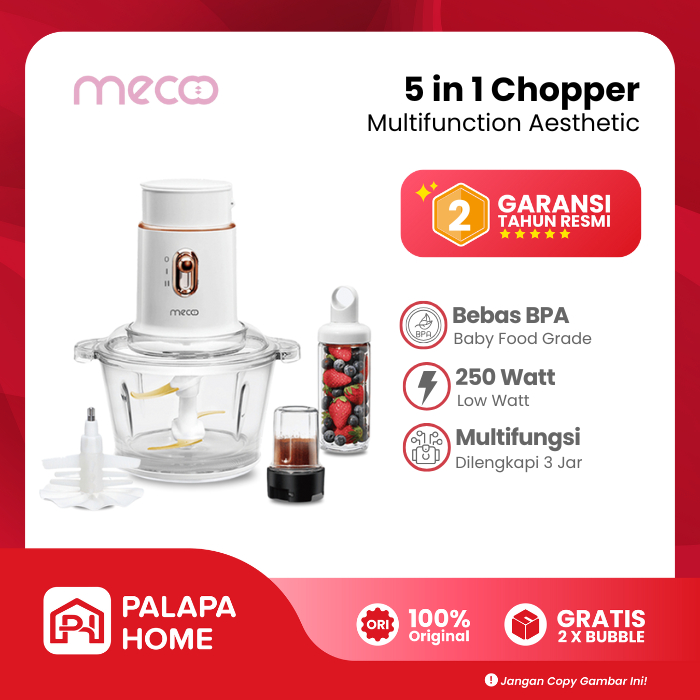 Mecoo Chopper 5 in 1 Aesthetic Food Processor | Mecco Blender Choper Penggiling Bumbu Dapur Daging