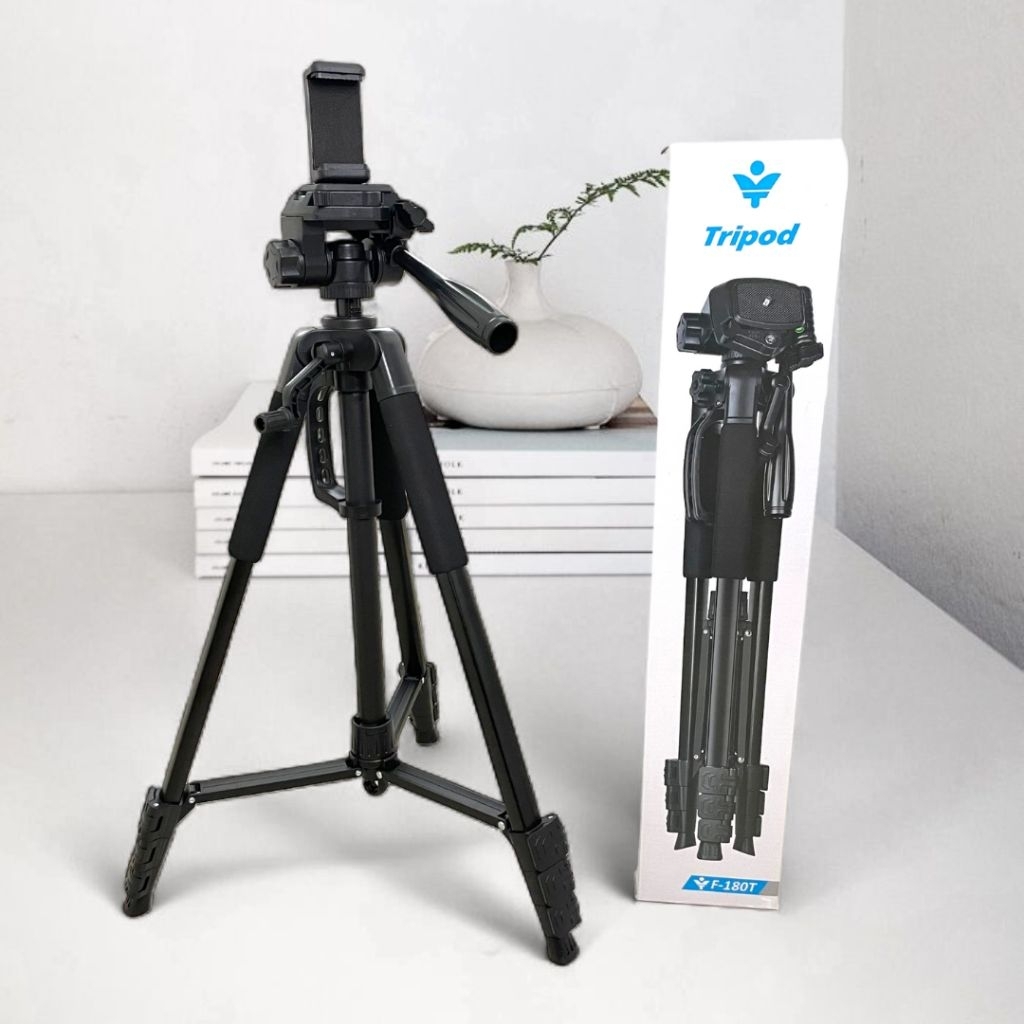 TRIPOD KAMERA TRIPOD CAMCORDER F-180T TINGGI 1780 MM ALUMINIUM + SARUNG - HOLDER PHONE