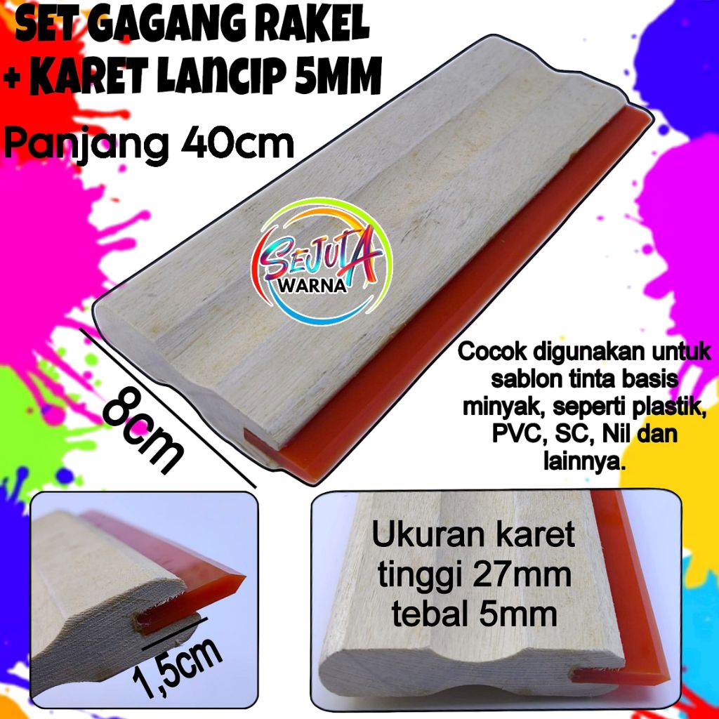 SET GAGANG KAYU RAKEL ORANGE LANCIP 5MM BASIS MINYAK P. 40CM