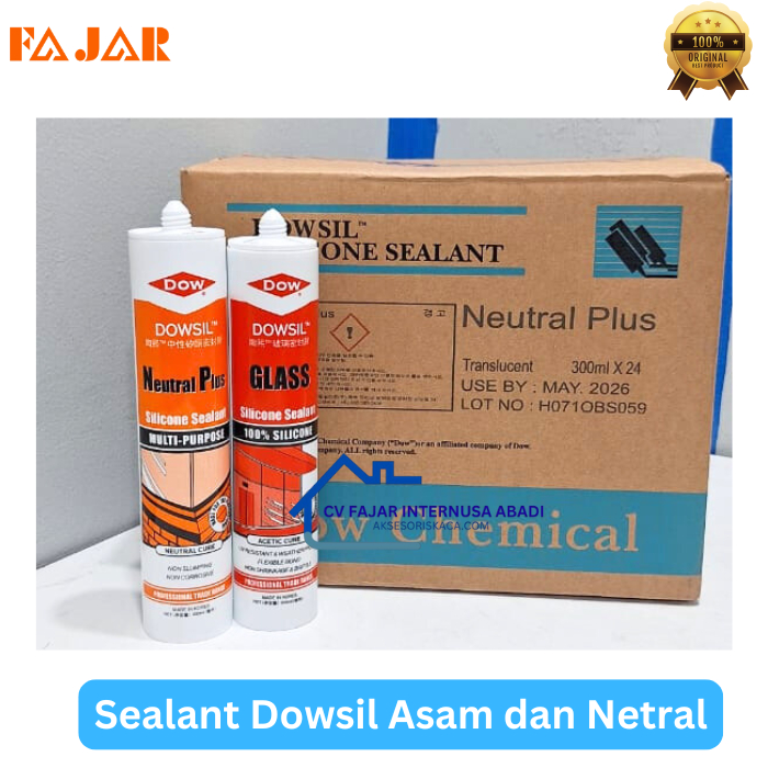 Dowsil Glass Silicone Sealent Asem/Netral Lem Kaca