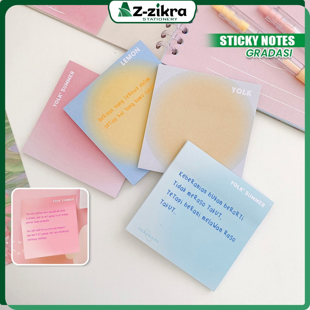

EC Sticky Notes Tempel Persegi Gradasi Isi 50 Lembar / Memo Polos Alat Tulis Kantor Sekolah / Tempelan Kertas Catatan Memo Az Zikra Stationery A102
