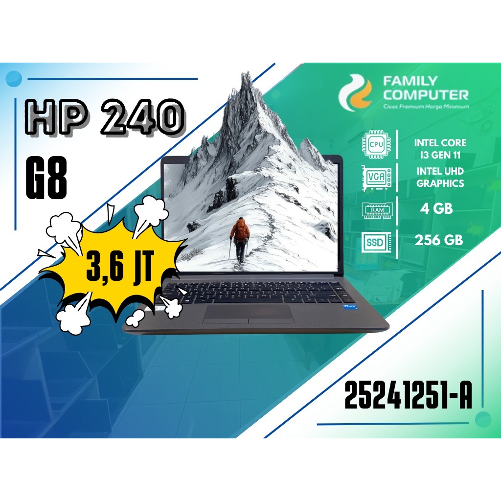 HP 240 G8 | INTEL CORE I3 GEN 11 | INTEL UHD GRAPHIC | 4GB | 256GB