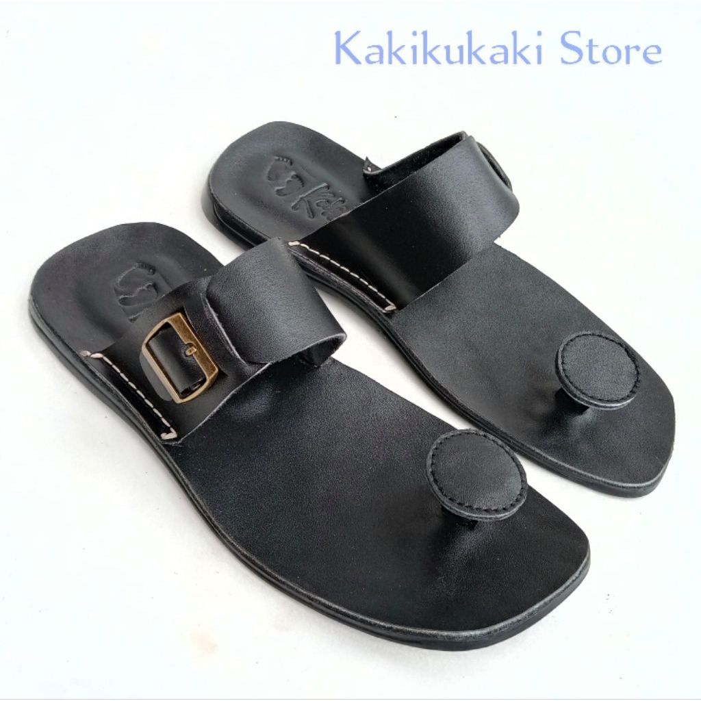 Kakikukaki.Store Sandal Japit Jamur Pria Sendal Santai Kulit Asli