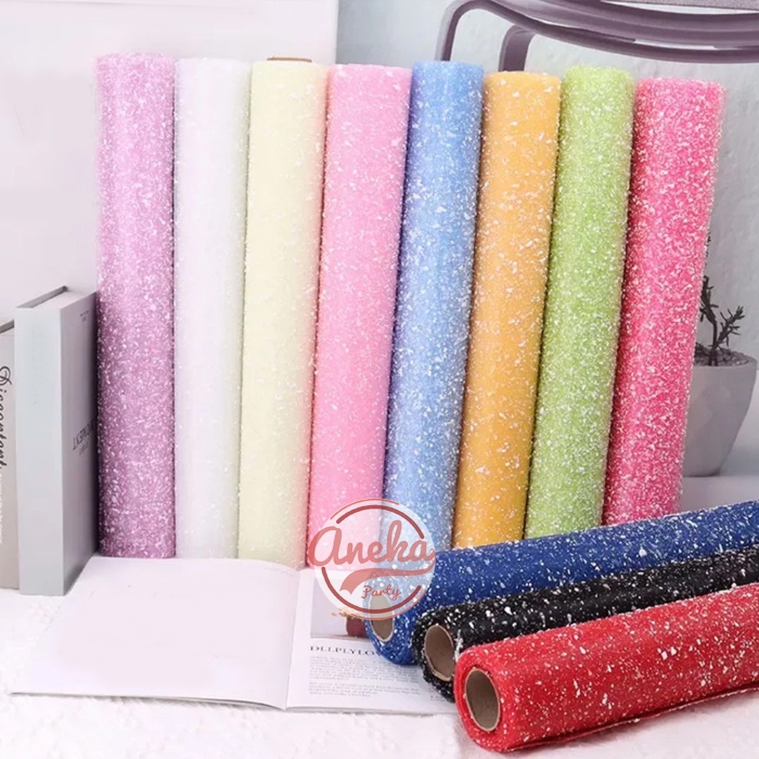 

Kain Tile Salju / Snow Wrapping Paper Snowflake Polimesh / 1 Rol Kain Tile Salju Paper Buket Bunga