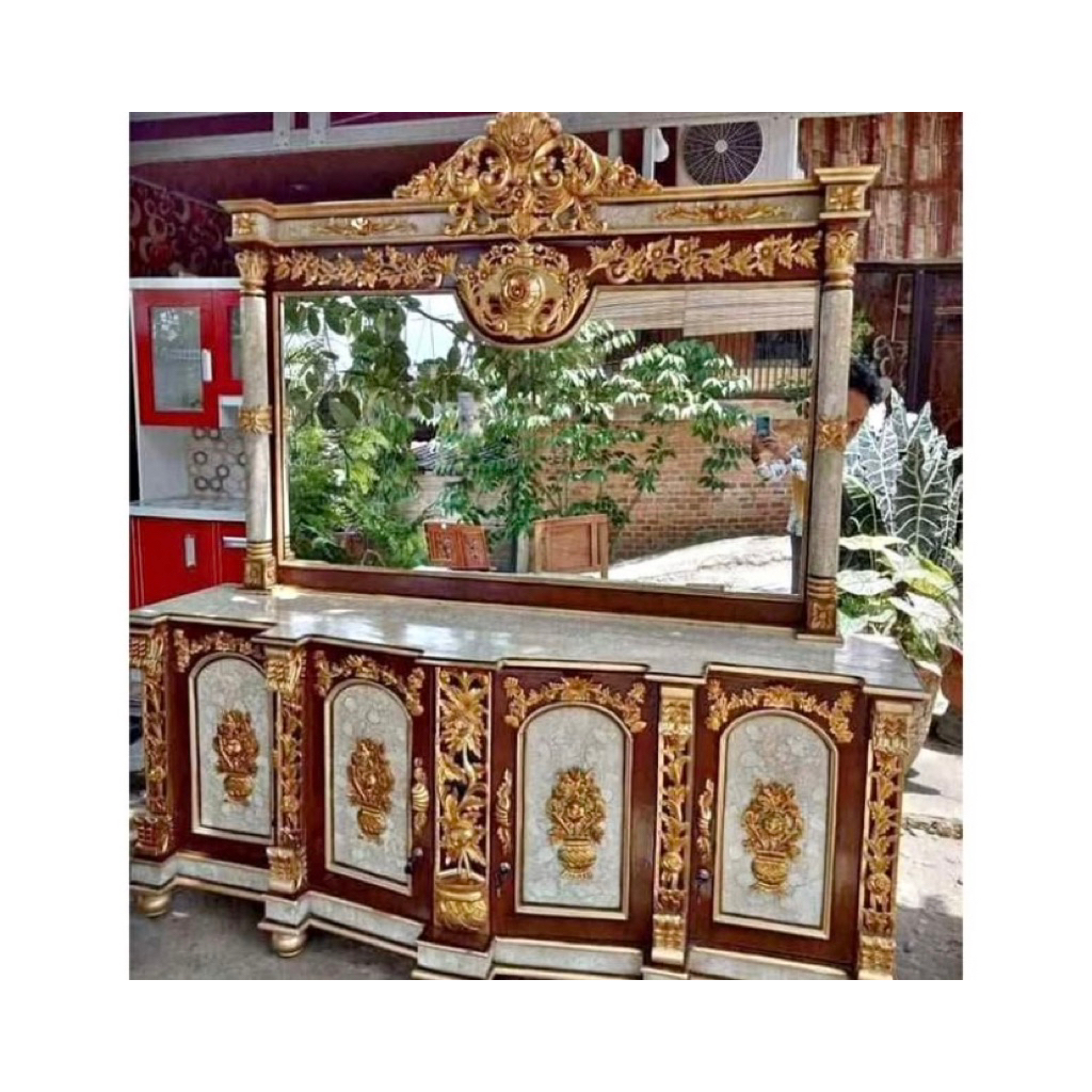 Bufet shima jati dengan cermin