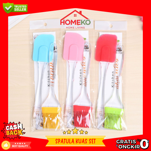 HK Spatula & Kuas Silicone satu set / Kuas Kue Silicone & Spatula Silicone / Set Kuas dan Spatula