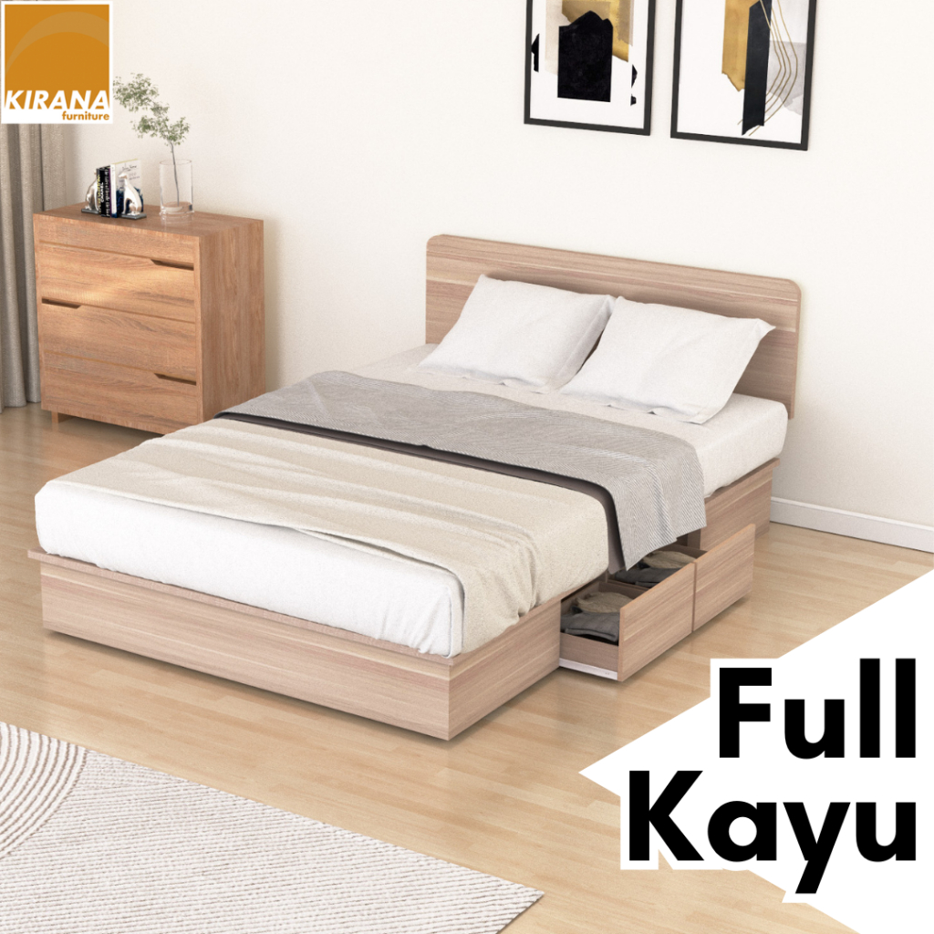 KIRANA Iowa - Ranjang Dipan Kayu Rangka Tempat Tidur Divan Putih Modern Minimalis 140 x 200