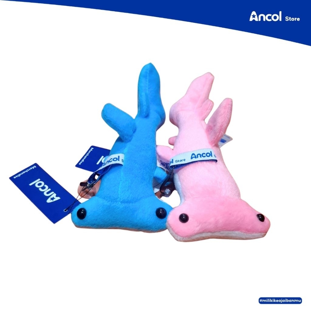 Ancol Gantungan Kunci Boneka Hiu Martil 12cm | Hammerhead Shark Keychain | Official Merchandise