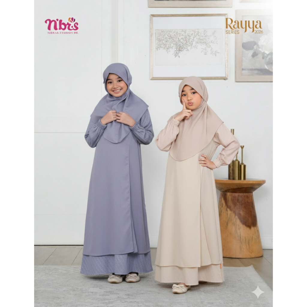 DIARAYYAKU NIBRAS CLADIA CREAM GREY BY NBRS FASHION SETELAN GAMIS ANAK PEREMPUAN POLOS WARNA ABU LAT