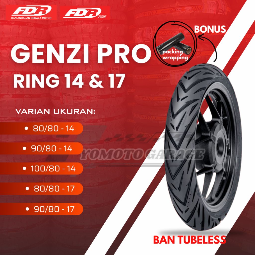 Ban Motor FDR Genzi Pro Ring 14 & 17 Depan Belakang Tubeless