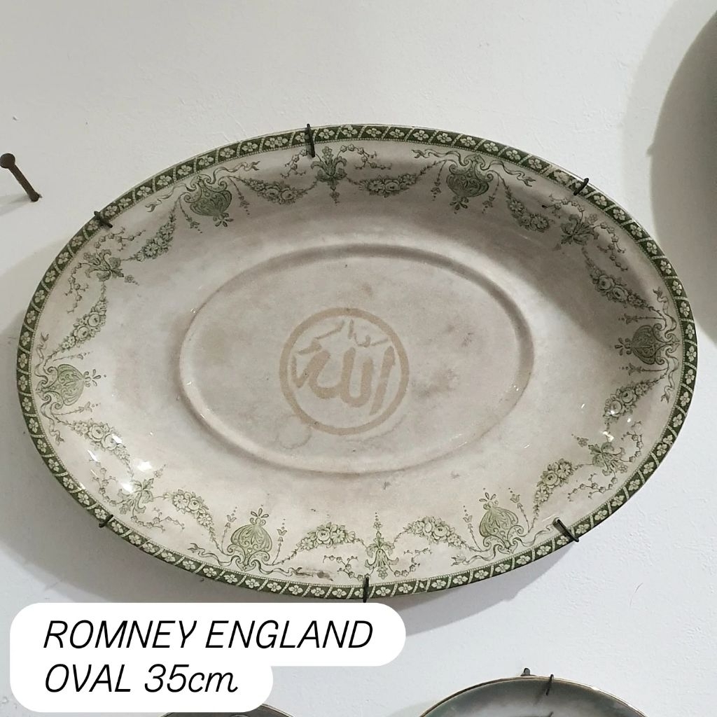 ROMNEY ENGLAND piring hias antik jadul eropa lafadzh Allah oval