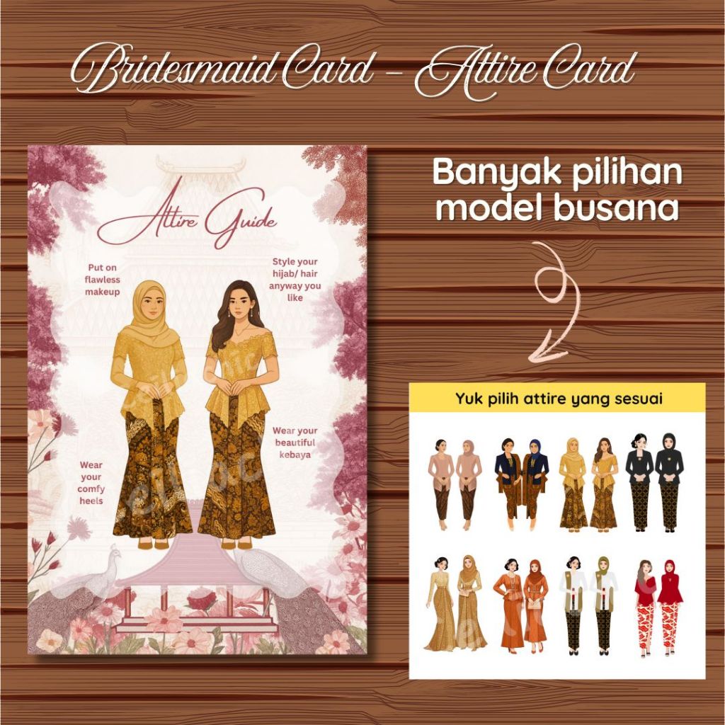 Aesthetic Bridesmaid Card / Attire Guide Card / Kartu Bridesmaid
