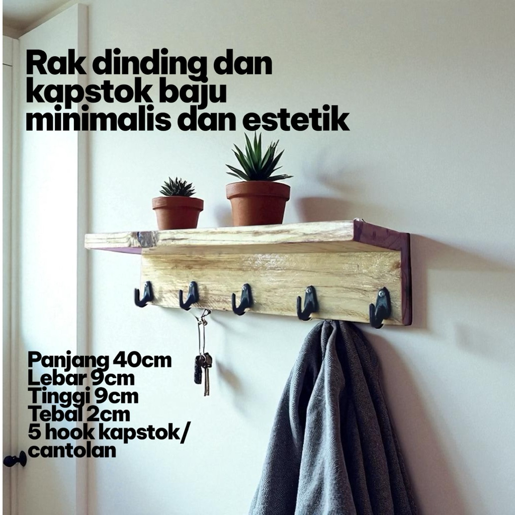 rak dinding,kapstok baju,gantungan kunci dan topi estetik